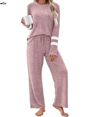 Cozy Two Piece Lounge Set Women's Pajamas Sleepwear Wide Leg Long Sleeve